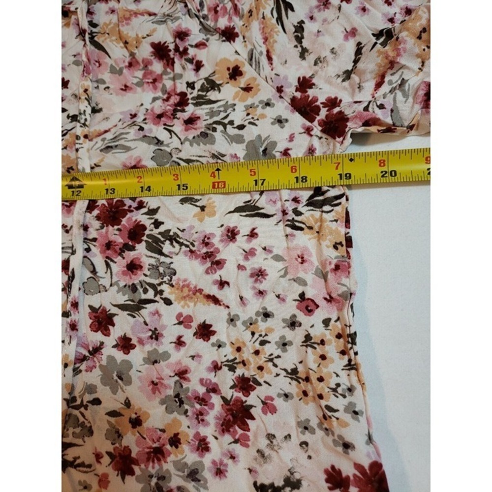 Andrée By Unit Red Olive & Mustard Floral Long Sleeve Blouse Tie Neck Size S - Picture 10 of 12